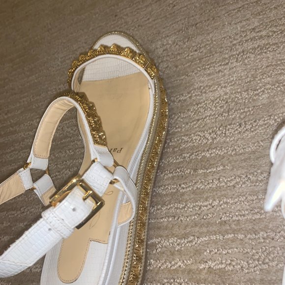 Christian Louboutin White Gold Pyraclou 60 Calf Stud Platform - Picture 2 of 9